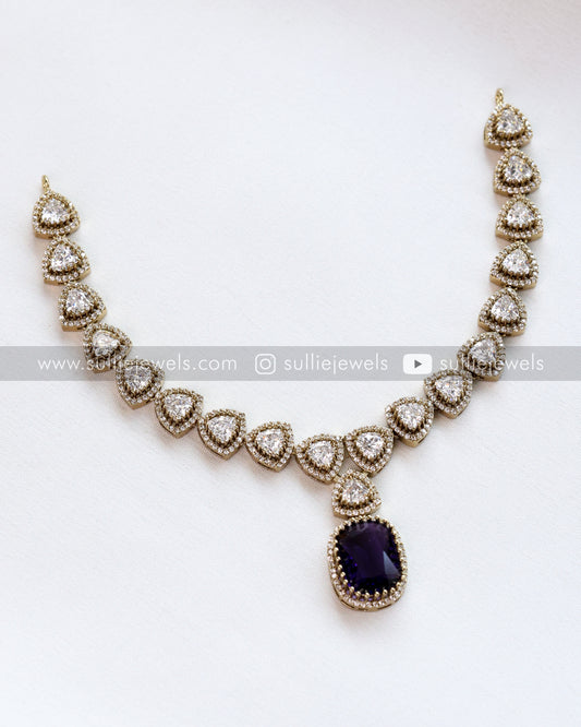 Violet Pendant Necklace with Earring