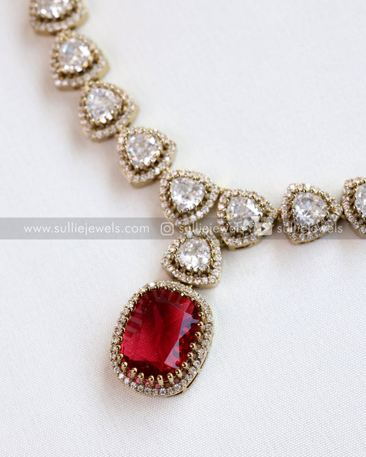 Ruby Pendant Necklace with Earring