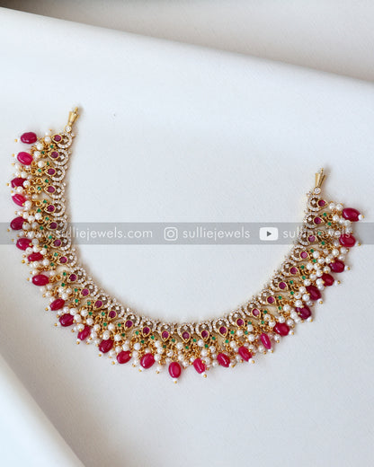 AD Ruby Necklace with bead drops