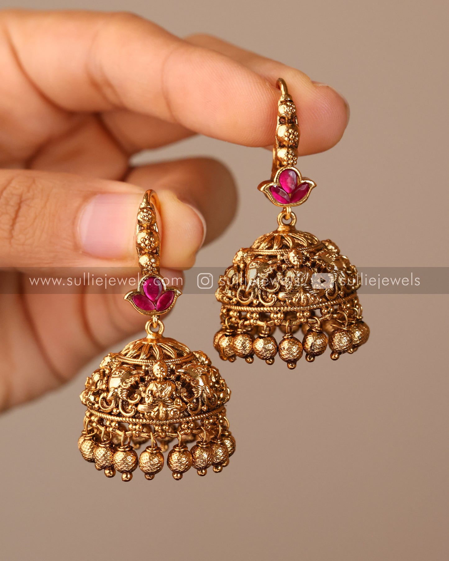 Lakshmi Premium Kemp Hanging Jhumka