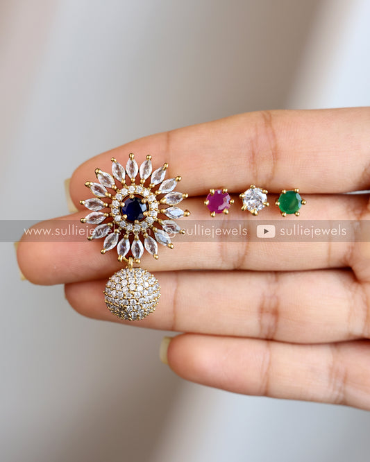 4 in 1 Flower Changeable AD Earring