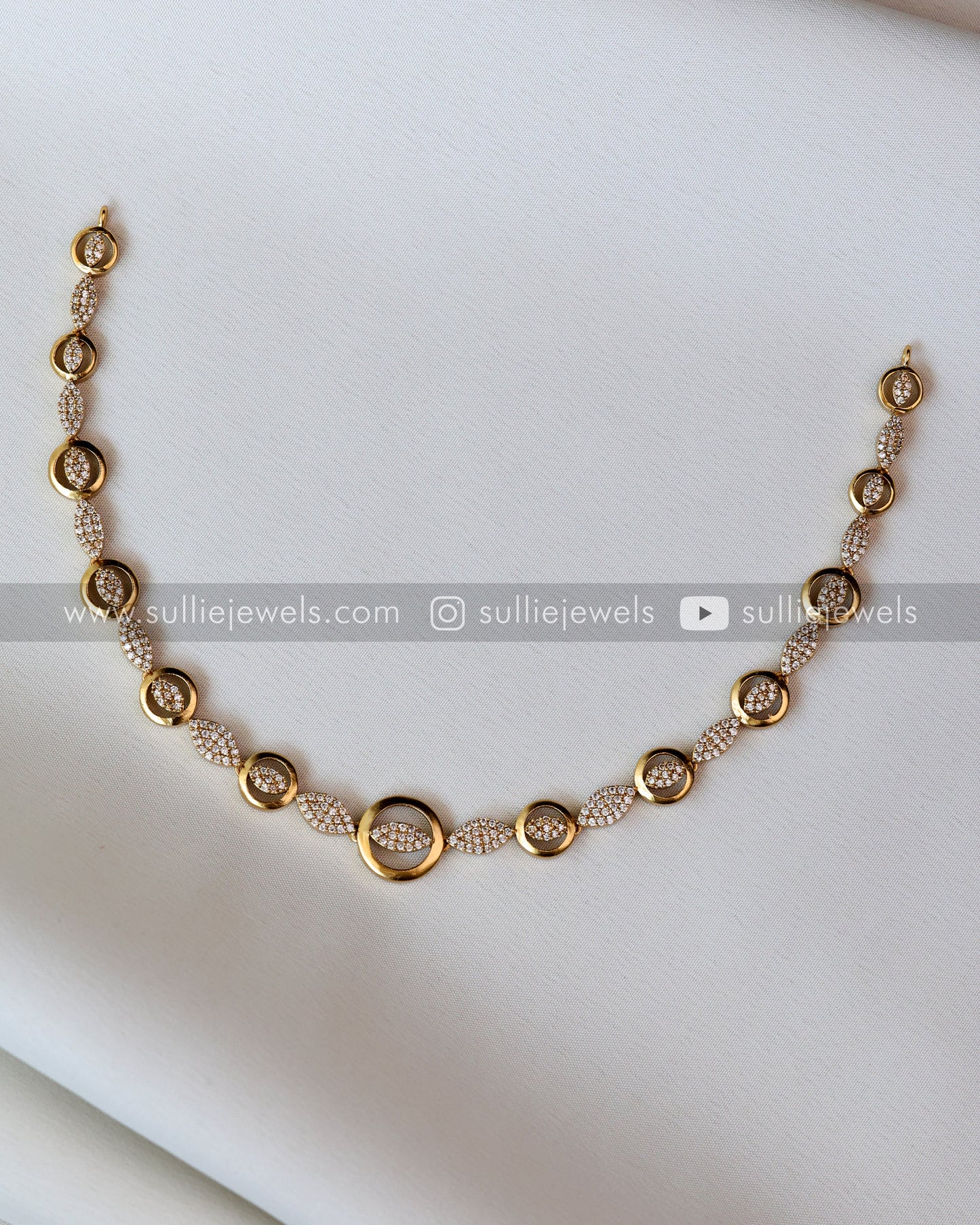 Diamond & Gold Eye Necklace with Studs