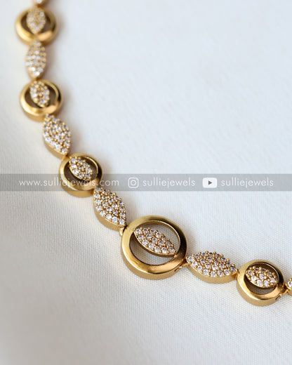 Diamond & Gold Eye Necklace with Studs