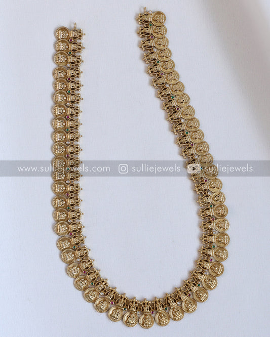 Antique Detailed Coin Long Chain / Kashumaala Haram with Stud