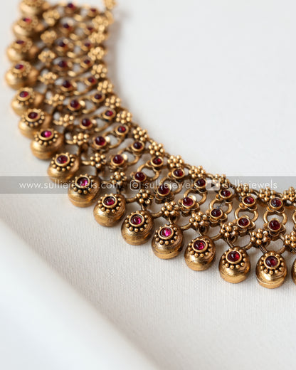 Antique Gold Necklace with Earring