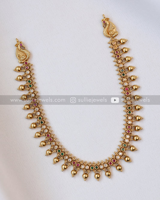 Multicolour Minimal Gold Necklace with Jhumka