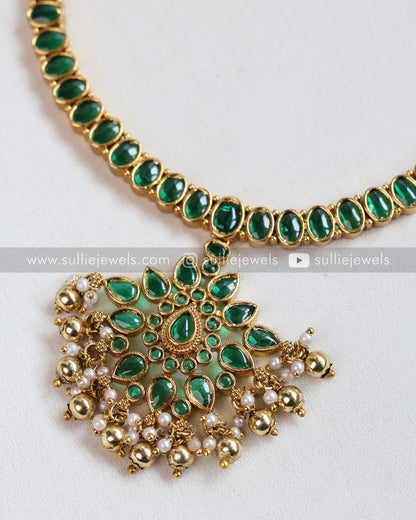 Emerald AD Premium Pendant Necklace with Stud