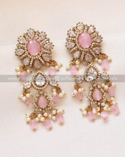 Moissanite Premium Stone Earring - Pastel Pink