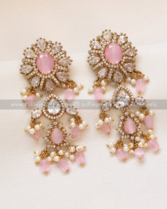 Moissanite Premium Stone Earring - Pastel Pink