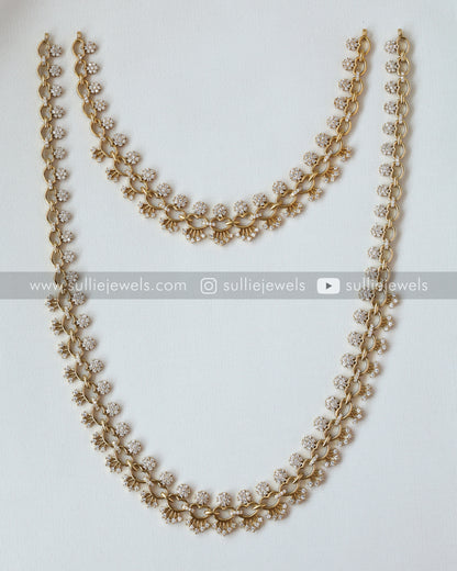 Diamond Necklace & Long Chain Combo ( 3 piece )