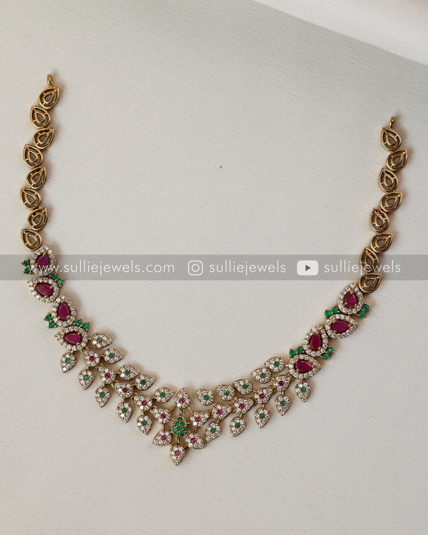 Combo - Diamond Lookalike Necklace + Mid Length Chain + Earrings