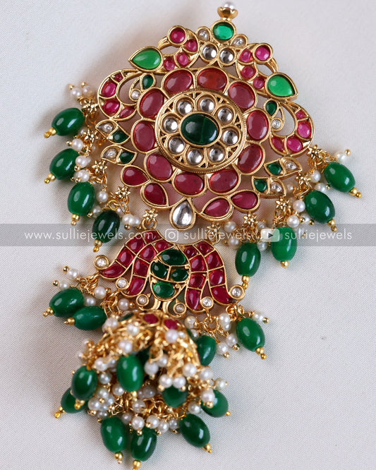 Kemp Green Beads Premium Hair Brooch