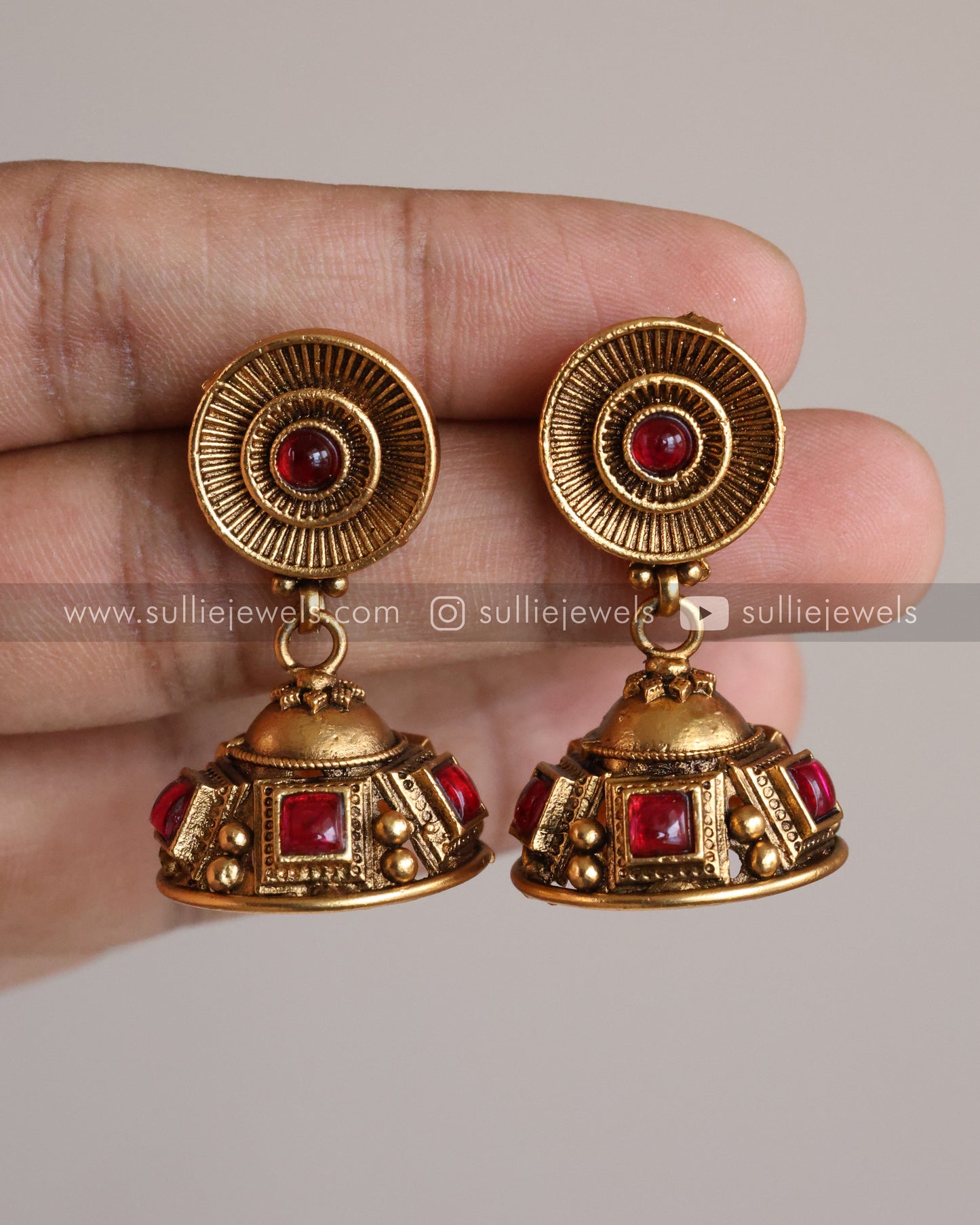 Ruby Broad Necklace with Jhumka