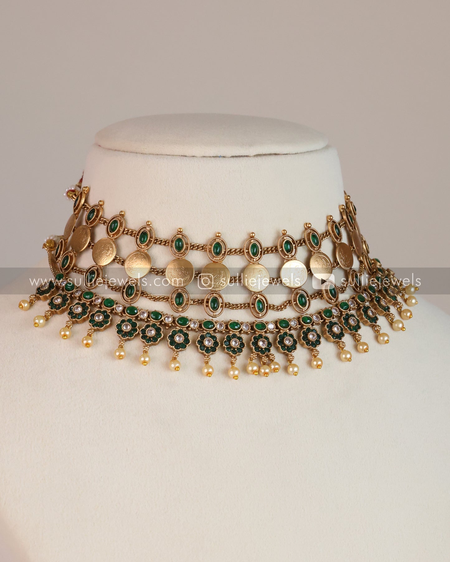 Layered Green Necklace Combo ( 4 piece )