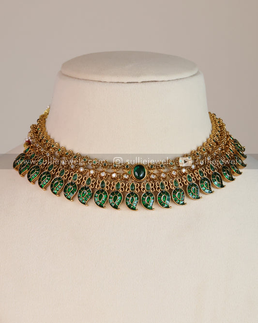 Layered Green Necklace Combo ( 4 piece )