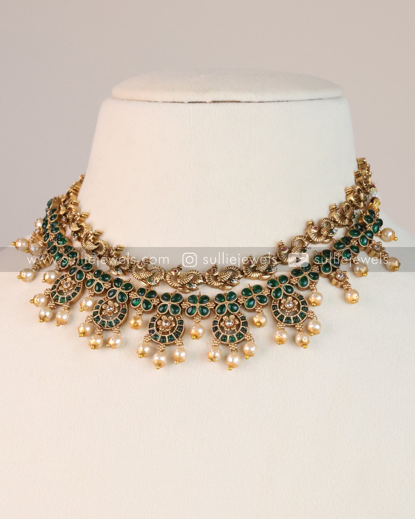 Layered Green Necklace Combo ( 4 piece )