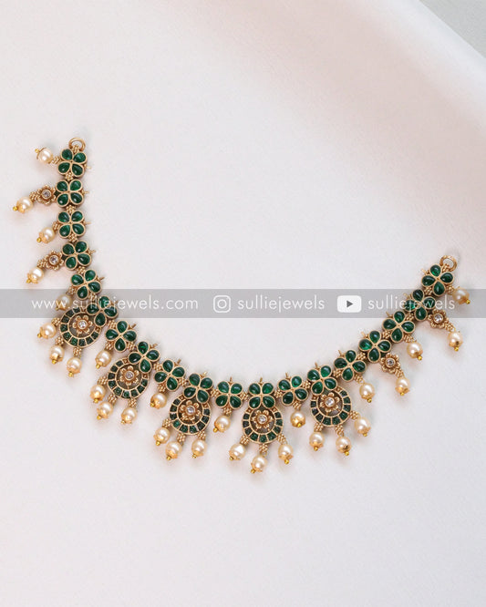 Green Kemp Stone Necklace with Stud