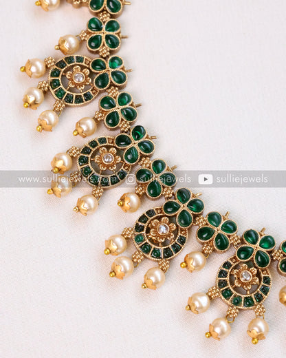 Layered Green Necklace Combo ( 4 piece )