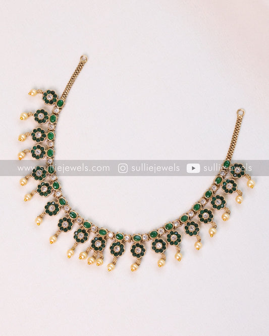 Green AD Stone Necklace with Stud