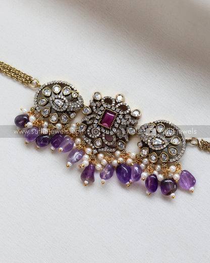 Violet Victorian Choker with Stud