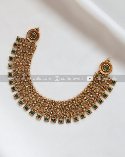 Green Broad Necklace with Jhumka