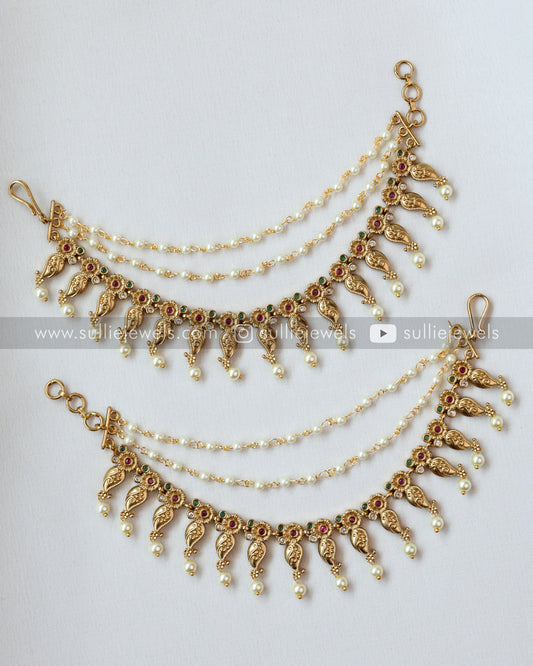 Premium Gold Ear Chain with Pearl drops