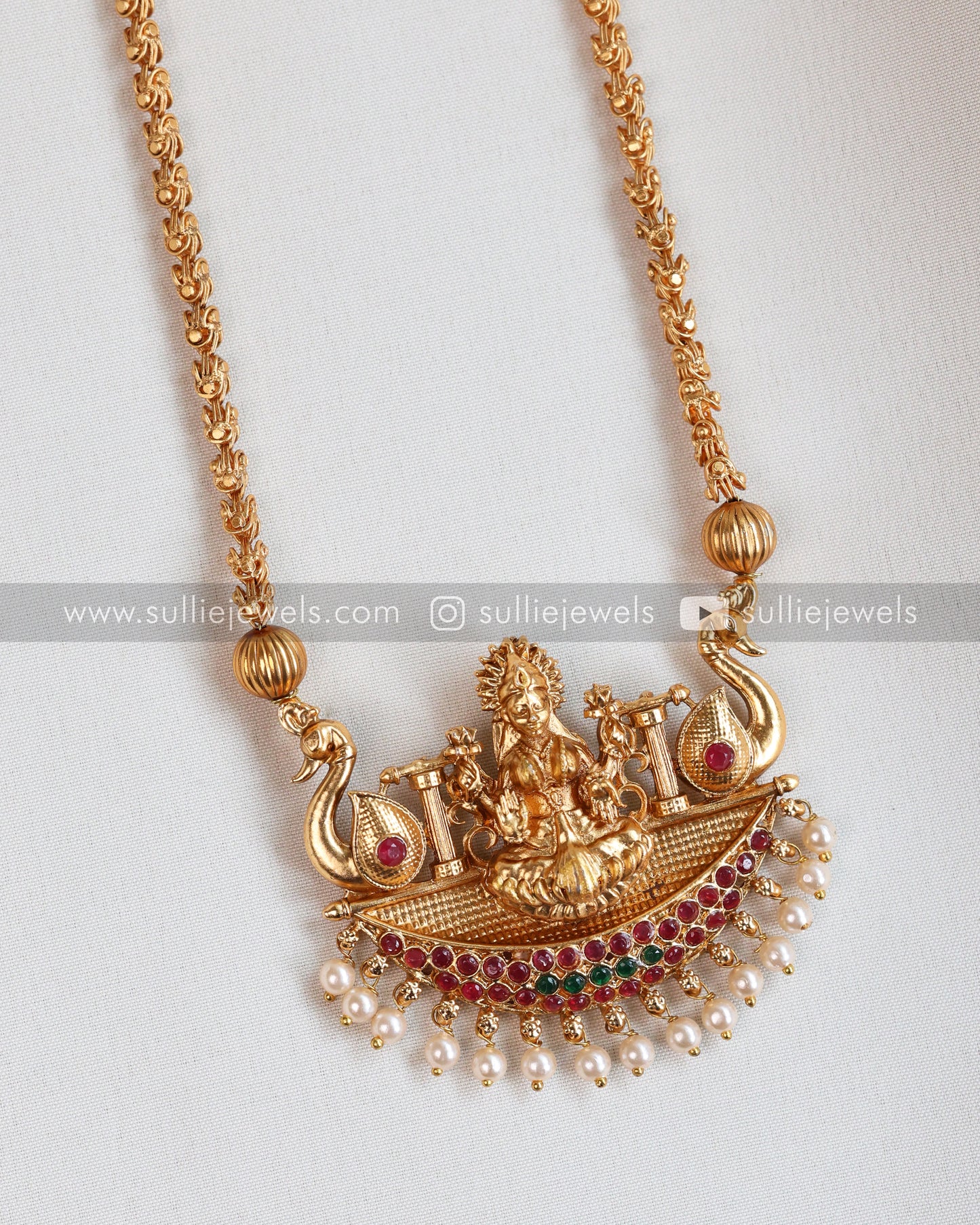 Lakshmi Pendant with Gold Chain with Jhumka