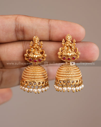 Lakshmi Pendant with Gold Chain with Jhumka