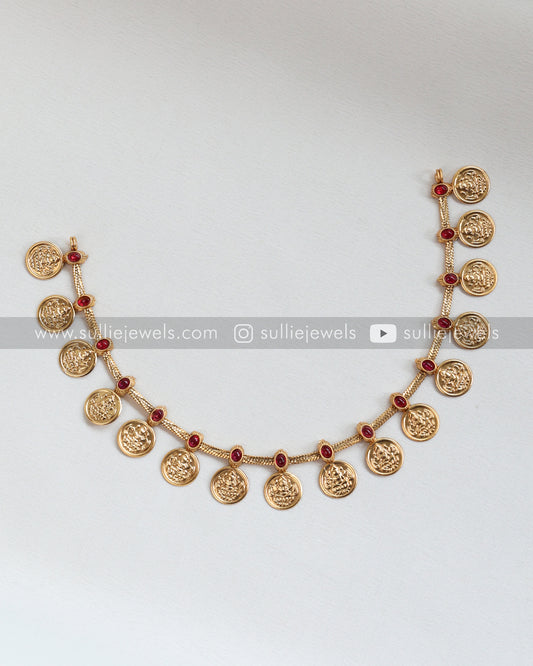 Lakshmi Coin Minimal Gold Necklace with Stud