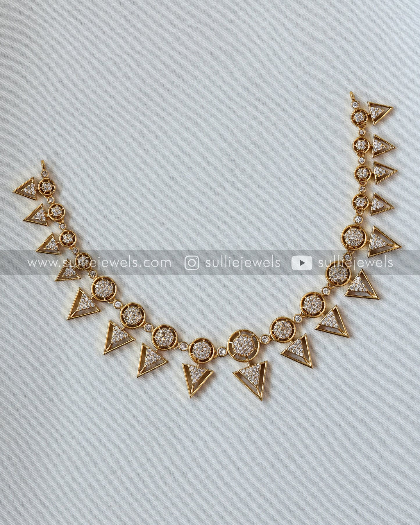 Triangular Diamond Necklace with Studs