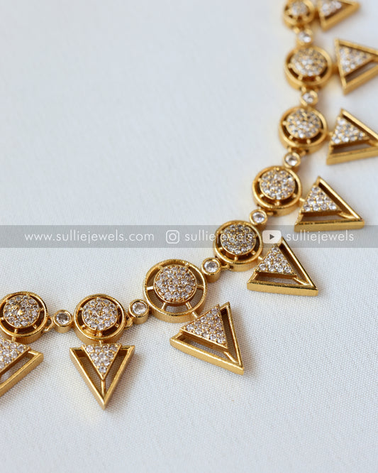 Triangular Diamond Necklace with Studs