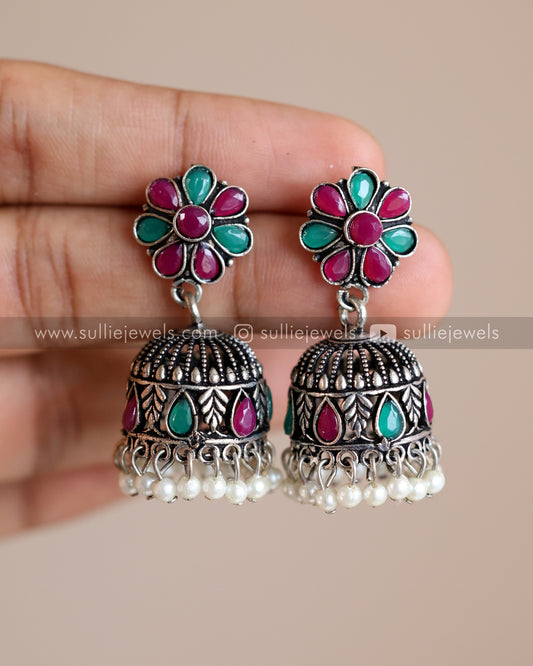 Multicolour Oxidised Jhumka