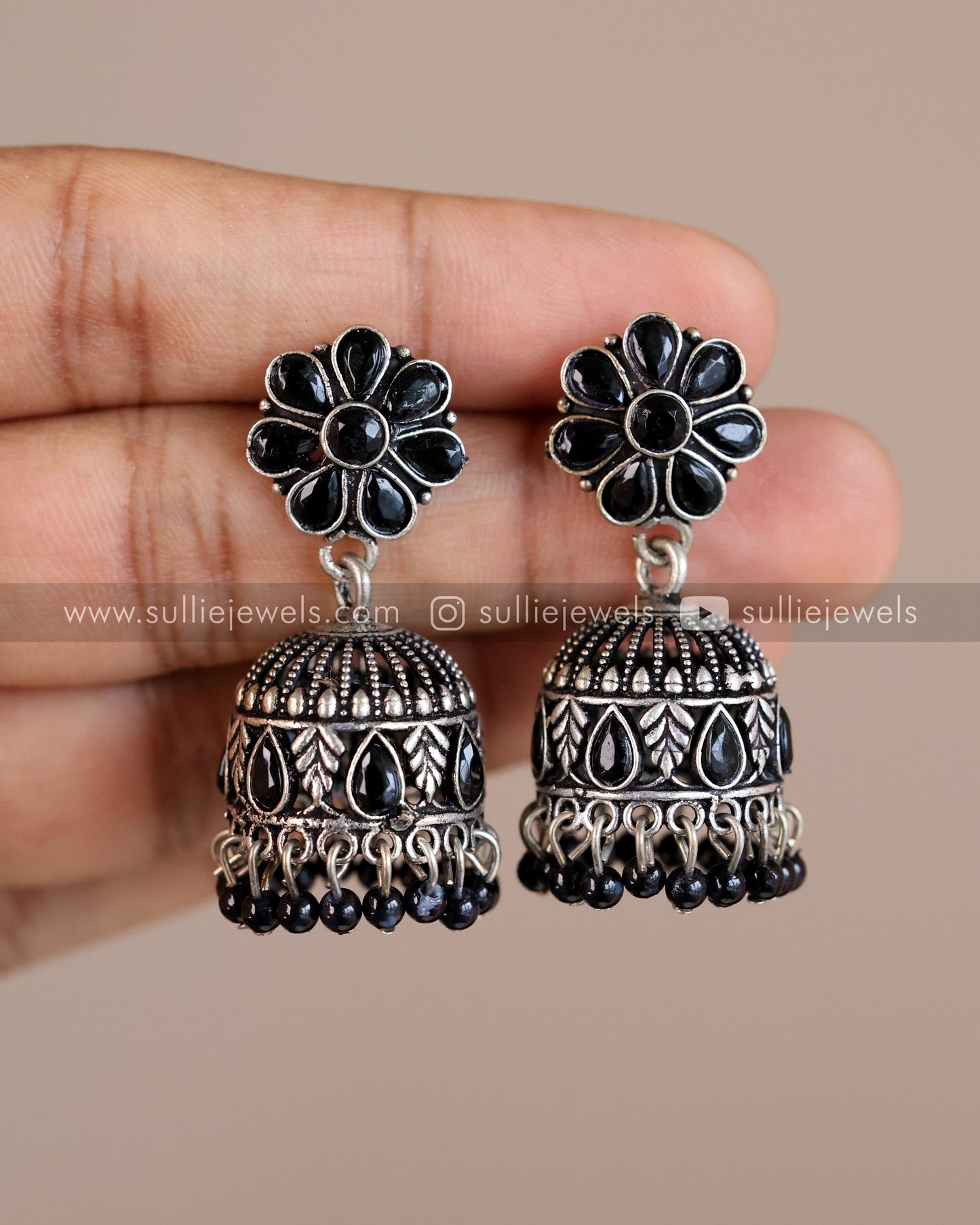 Black Oxidised Jhumka