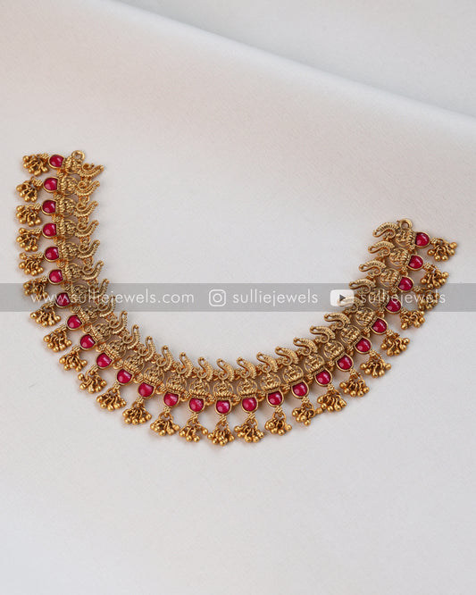 Ruby Gold Necklace with Jhumka