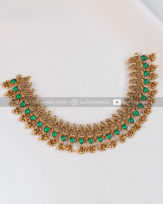 Green Gold Necklace with Jhumka