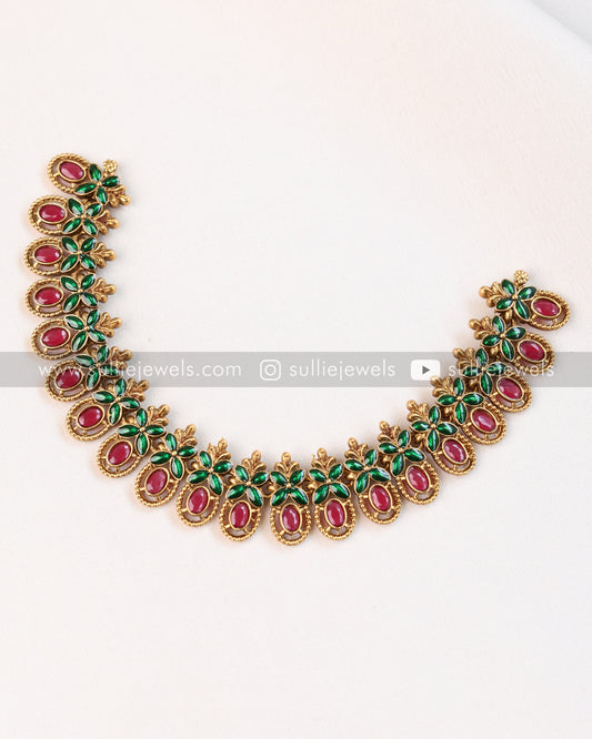 Floral Stone Necklace with Stud