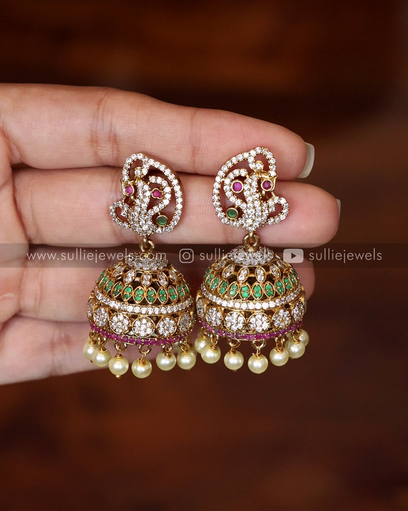 Peacock Premium AD Jhumka