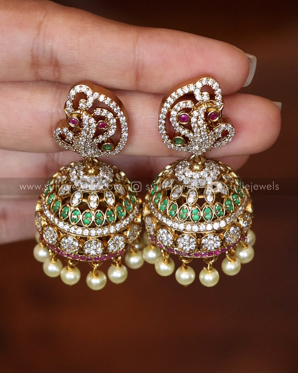 Peacock Premium AD Jhumka