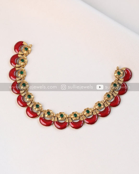 Crescent Ruby Necklace with Stud