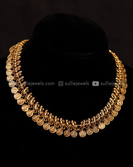 Detailed & Long Coin Necklace / Kaashu Maala Set