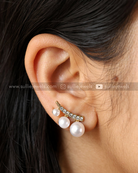 3 Pearl Minimal Stone Stud