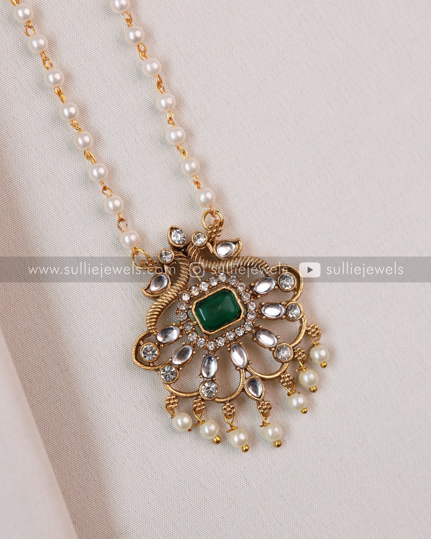 Stone Pendant Pearl Set - 2 colours