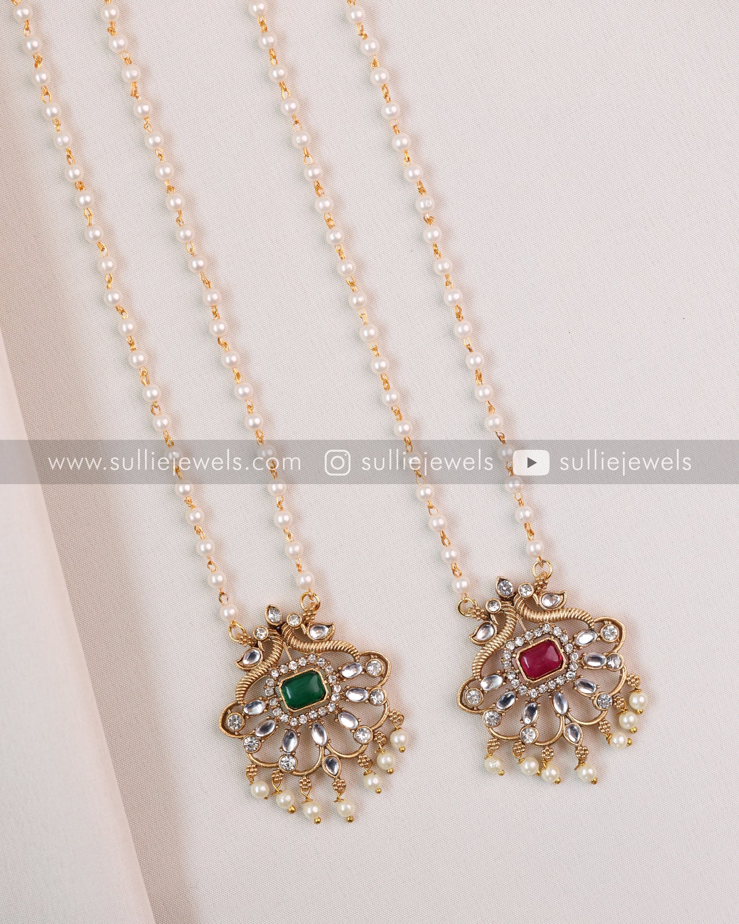 Stone Pendant Pearl Set - 2 colours