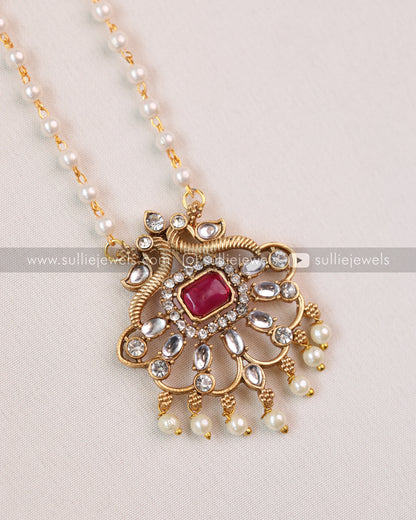 Stone Pendant Pearl Set - 2 colours