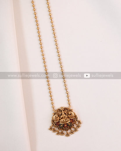 Goddess Stone Pendant with Gold Chain & Jhumkas