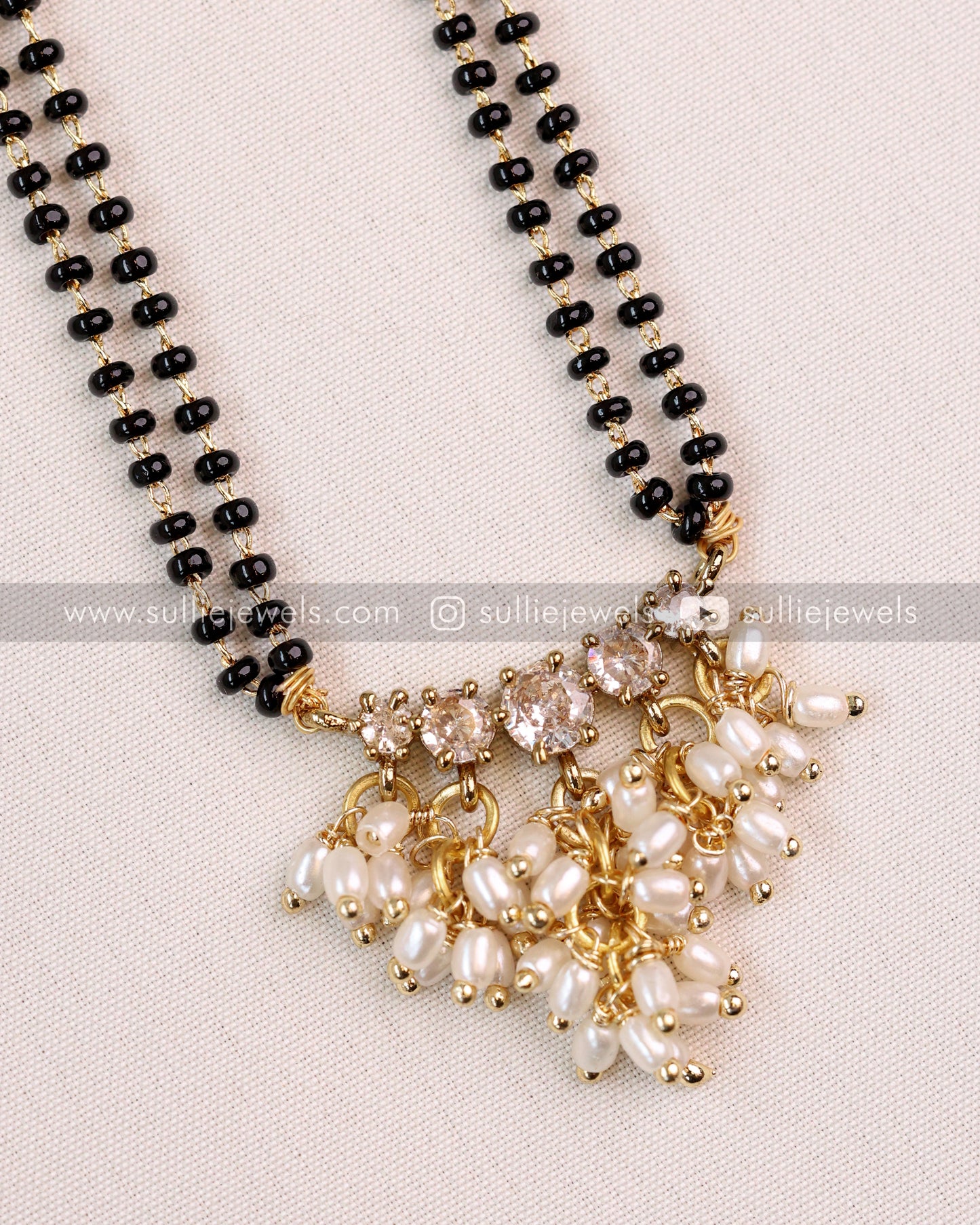 Rice Pearl Diamond Mangalsutra with Stud