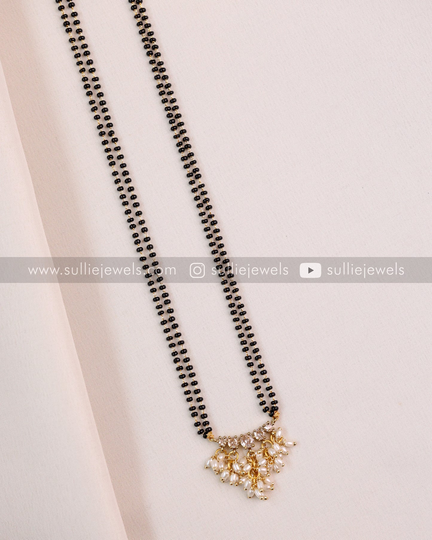 Rice Pearl Diamond Mangalsutra with Stud