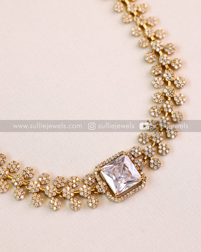 Centre Stone Diamond Necklace with mini Jhumki