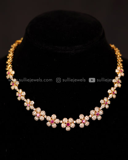 Diamond Flower Necklace Set