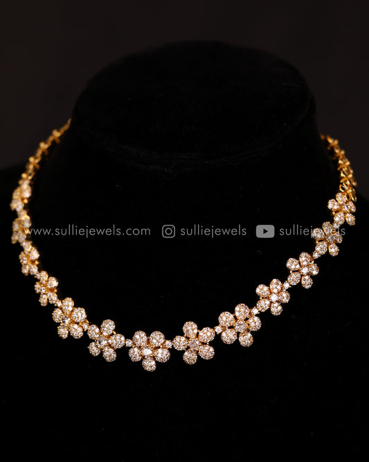 Diamond Flower Necklace Set